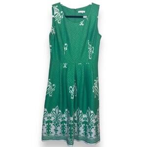 New York & Co Stretch Green Floral Print Sleeveless Chic Summer Dress - Size S